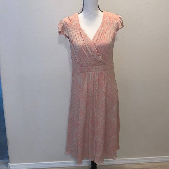 Sangria Dresses & Skirts - Sangria pink beige nylon midi summer dress